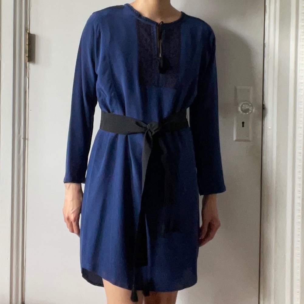 XS Madewell 100% Silk Embroidered Prologue Dress